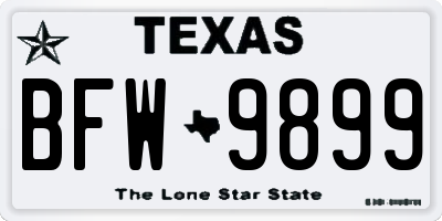 TX license plate BFW9899
