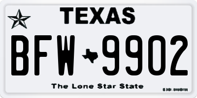 TX license plate BFW9902