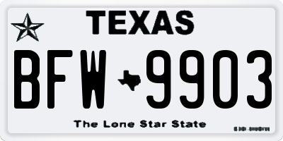 TX license plate BFW9903