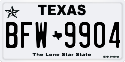 TX license plate BFW9904