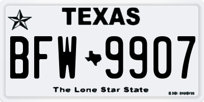 TX license plate BFW9907