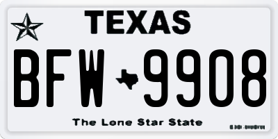 TX license plate BFW9908