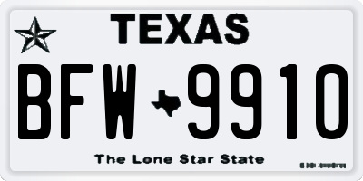 TX license plate BFW9910