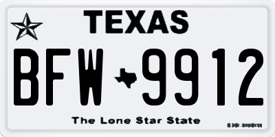 TX license plate BFW9912