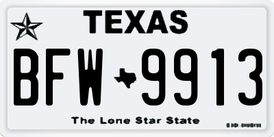 TX license plate BFW9913