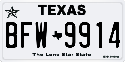 TX license plate BFW9914