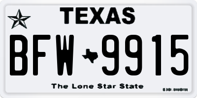 TX license plate BFW9915