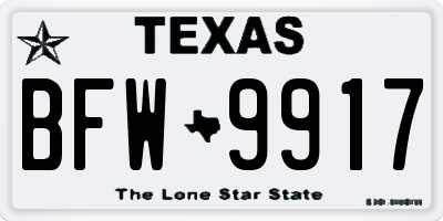 TX license plate BFW9917