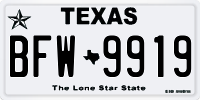 TX license plate BFW9919
