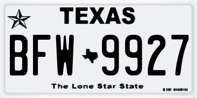 TX license plate BFW9927