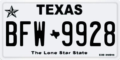 TX license plate BFW9928