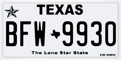 TX license plate BFW9930