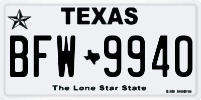 TX license plate BFW9940