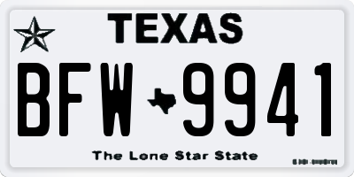 TX license plate BFW9941