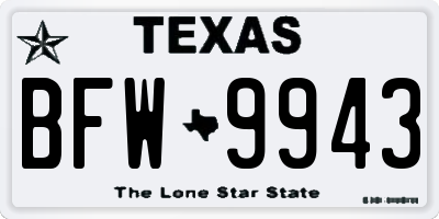 TX license plate BFW9943