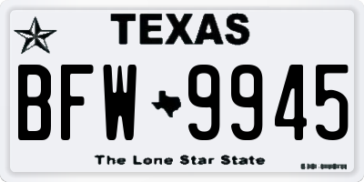 TX license plate BFW9945
