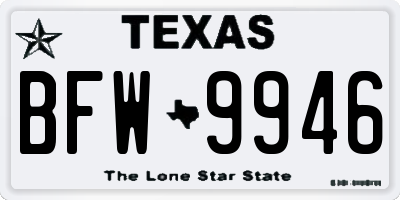 TX license plate BFW9946