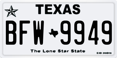 TX license plate BFW9949