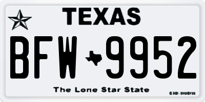 TX license plate BFW9952