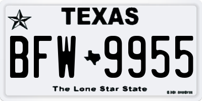 TX license plate BFW9955