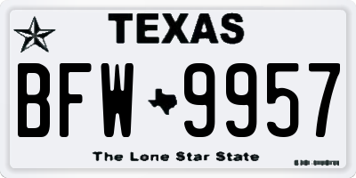 TX license plate BFW9957