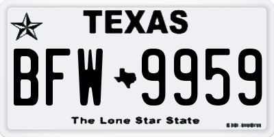 TX license plate BFW9959
