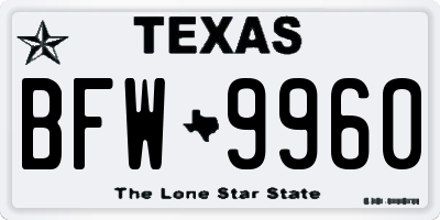 TX license plate BFW9960