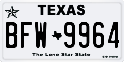 TX license plate BFW9964