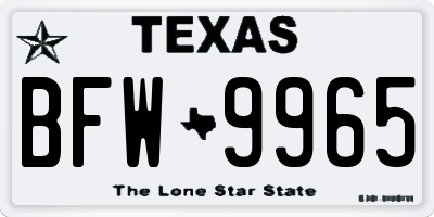 TX license plate BFW9965