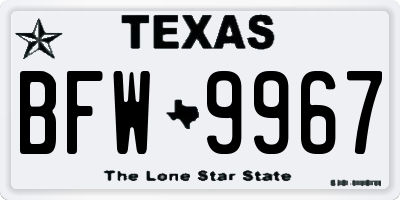 TX license plate BFW9967
