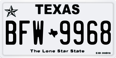TX license plate BFW9968