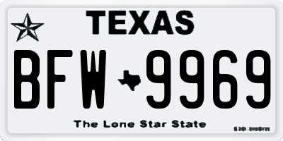 TX license plate BFW9969