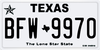 TX license plate BFW9970