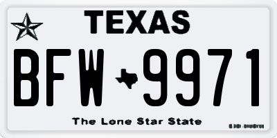 TX license plate BFW9971