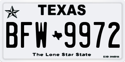 TX license plate BFW9972
