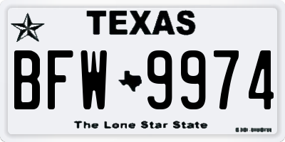 TX license plate BFW9974