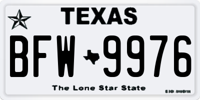 TX license plate BFW9976