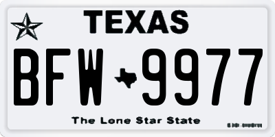 TX license plate BFW9977