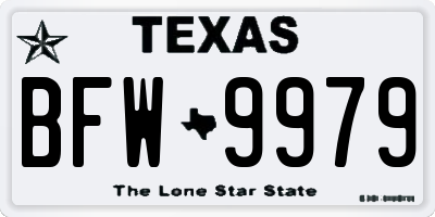 TX license plate BFW9979