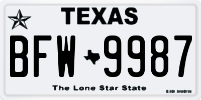 TX license plate BFW9987