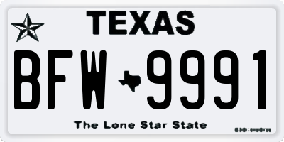 TX license plate BFW9991