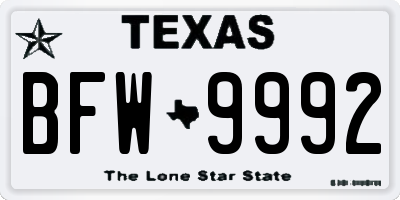 TX license plate BFW9992