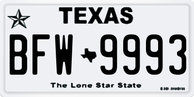 TX license plate BFW9993