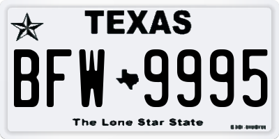 TX license plate BFW9995