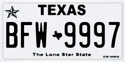 TX license plate BFW9997