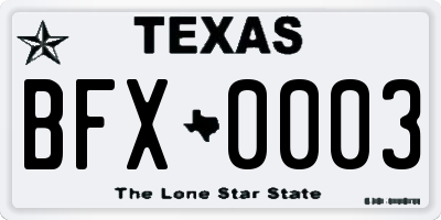 TX license plate BFX0003