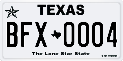 TX license plate BFX0004