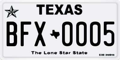 TX license plate BFX0005