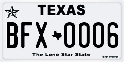 TX license plate BFX0006