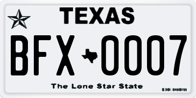 TX license plate BFX0007